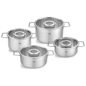 Fissler Pure Collection 8 Parça Cam Kapak Çelik Tencere Seti - FISSLER