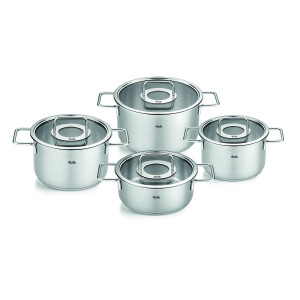 Fissler Pure Collection 8 Parça Cam Kapak Çelik Tencere Seti - Fissler