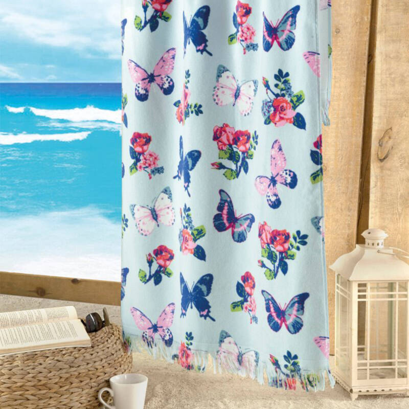 Maxstyle Butterflies Kadife Plaj Havlusu 70x160 Cm - 1