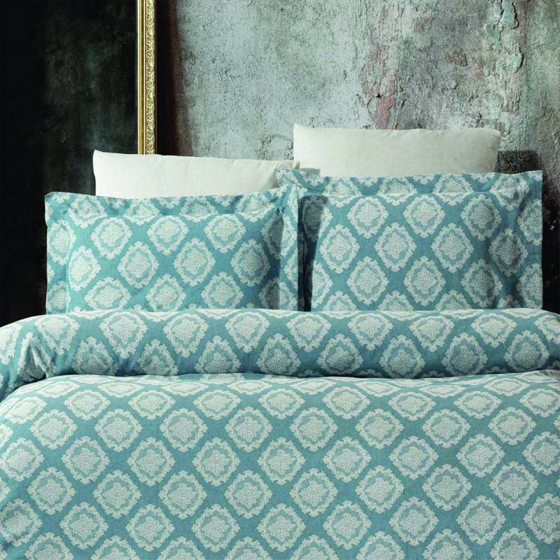 Maxstyle Damask Lyocell Mavi Çift Kişilik Nevresim Takımı - 1