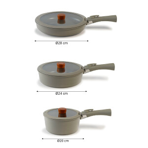 Neoflam Midas Gri 9 Parça Ayrılabilen Saplı İç İçe Geçebilen İndüksiyonlu Tencere Tava Seti - 6