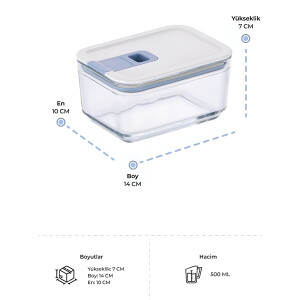 Neoflam Perfect Seal Dikdörtgen Cam Saklama Kabı Bej 500 ml - 2