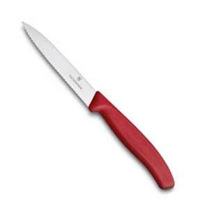 Victorinox Sivri Uçlu Tırtıklı Soyma Bıçağı 10 Cm Kırmızı - VICTORINOX